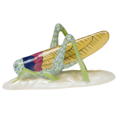 Herend Lime Fishnet Figurine - Grasshopper 3 inch L X 1.5 inch H