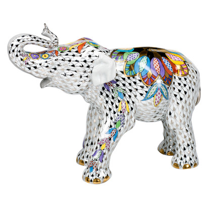 Herend Porcelain Opulent Elephant 10L X 7.75H