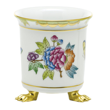 Herend Porcelain Modified Queen Victoria Mini Cachepot with Feet 3.75L X 4H