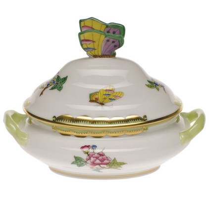 Herend Queen Victoria Fancies Mini Tureen 5 inch L X 4 inch H With Butter