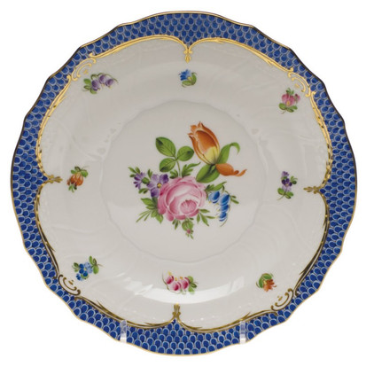 Herend Printemps With Blue Border Salad Plate - Motif 02 7.5 inch D