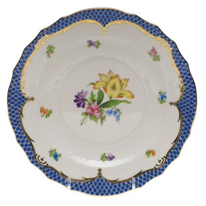 Herend Printemps With Blue Border Salad Plate - Motif 06 7.5 inch D