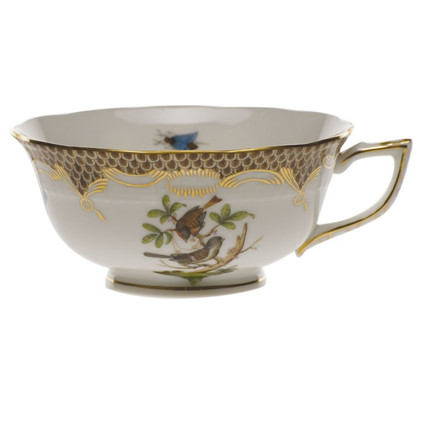 Herend Rothschild Bird Chocolate Brown Border Tea Cup - Motif 04 (8 Oz)