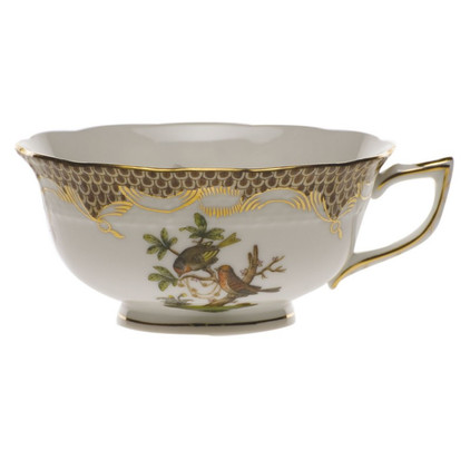 Herend Rothschild Bird Chocolate Brown Border Tea Cup - Motif 10 (8 Oz)