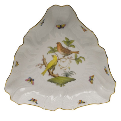 Herend Rothschild Bird Triangle Dish 9.5 inch L