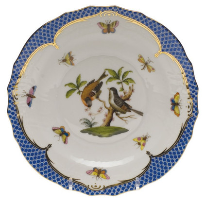 Herend Rothschild Bird Blue Border Salad Plate - Motif 12 7.5 inch