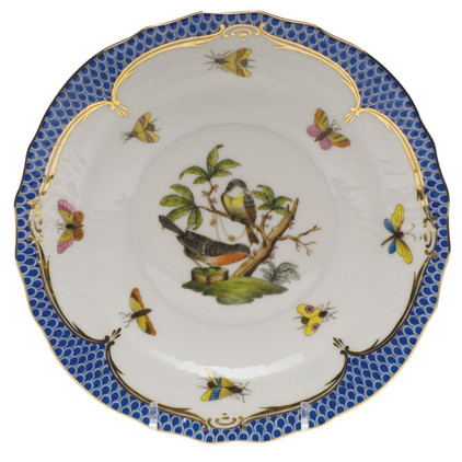 Herend Rothschild Bird Blue Border Salad Plate - Motif 02 7.5 inch