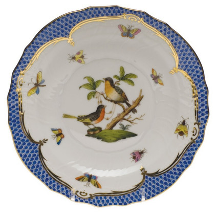 Herend Rothschild Bird Blue Border Service Plate - Motif 08 11 inch D