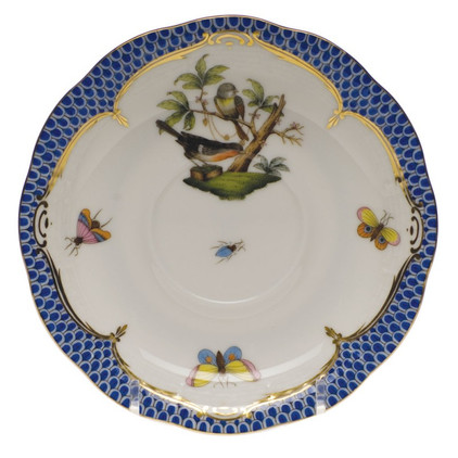 Herend Rothschild Bird Blue Border Tea Saucer - Motif 02 6 inch D