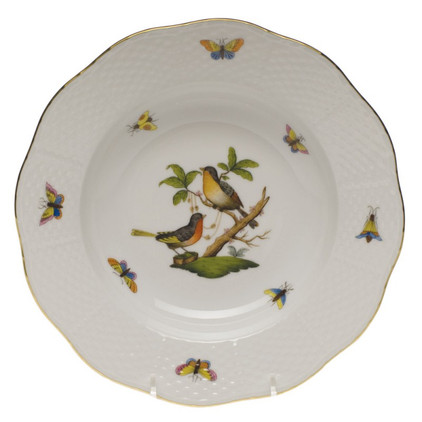 Herend Rothschild Bird Rim Soup Plate - Motif 08 8 inch D