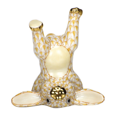 Herend Porcelain Shaded Butterscotch Handstand Bunny 2.25L X 2.25H