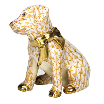 Herend Porcelain Shaded Butterscotch Doggie Dazzle 2.25L X 2.25H