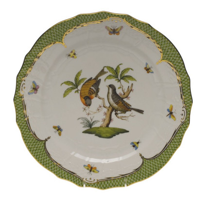 Herend Rothschild Bird Green Border Service Plate - Motif 12 11 inch D