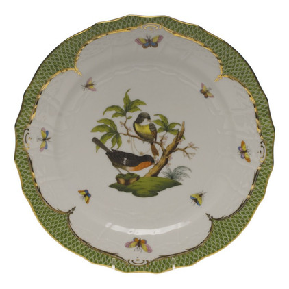 Herend Rothschild Bird Green Border Service Plate - Motif 02 11 inch D