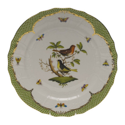 Herend Rothschild Bird Green Border Service Plate - Motif 03 11 inch D