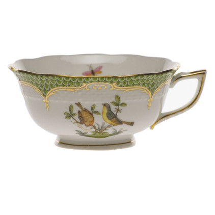 Herend Rothschild Bird Green Border Tea Cup - Motif 07 (8 Oz)