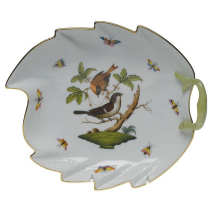 Herend Rothschild Bird Leaf Dish 9.5 inch L