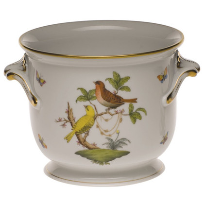 Herend Rothschild Bird Medium Cachepot 6.5 inch H X 7.75 inch D