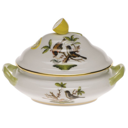 Herend Rothschild Bird Mini Tureen 5 inch L X 4 inch H With Lemon