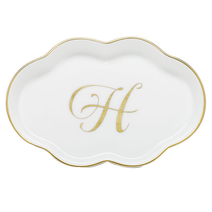 Herend Porcelain Scalloped Tray with H Monogram 5.5L