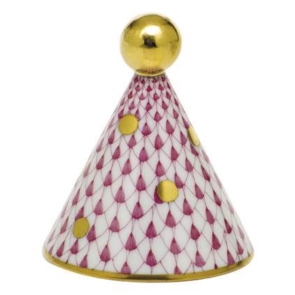 Herend Porcelain Shaded Raspberry Pink Party Hat 2L X 2W X 2.25H