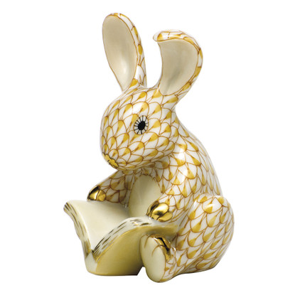 Herend Porcelain Shaded Butterscotch Storybook Bunny 1.75L X 2.5H