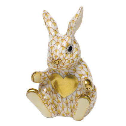 Herend Porcelain Shaded Butterscotch Sweetheart Bunny 1.25L X 2.25H