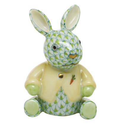 Herend Porcelain Shaded Key-Lime-Green Sweater Bunny 1.5L X 1.25W X 2.25H