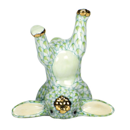 Herend Porcelain Shaded Key-Lime-Green Handstand Bunny 2.25L X 2.25H