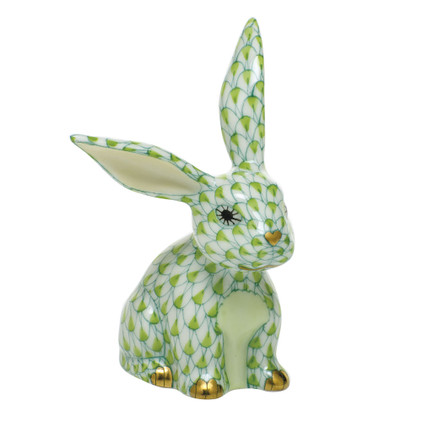 Herend Porcelain Shaded Key-Lime-Green Funny Bunny 2L X 2.25W X 3H