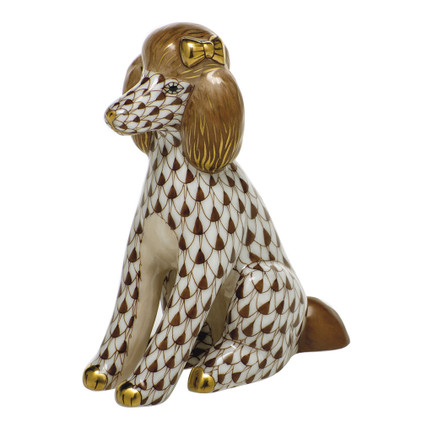 Herend Porcelain Shaded Chocolate Poodle 2.75L X 3.25H