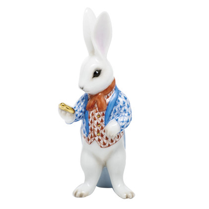 Herend Porcelain Shaded Chocolate White Rabbit 1.5L X 4H
