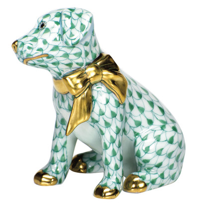 Herend Porcelain Shaded Green Doggie Dazzle 2.25L X 2.25H