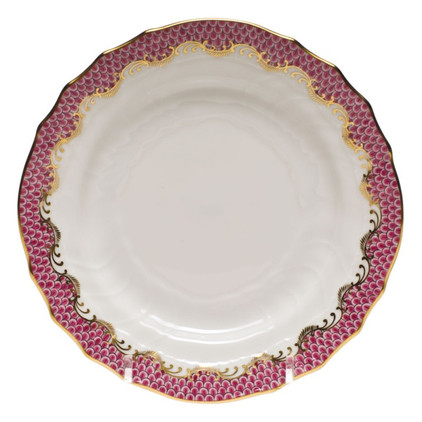Herend White With Pink Border Bread & Butter Plate 6"D