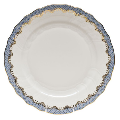 Herend White With Light Blue Border Dinner Plate 10.5 inch D