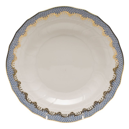 Herend White With Light Blue Border Dessert Plate 8.25 inch D