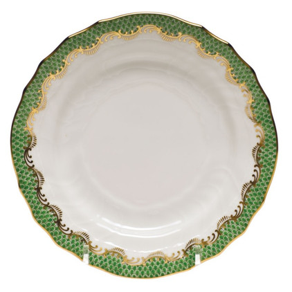 Herend White With Green Border Bread & Butter Plate 6 inch D - Jade