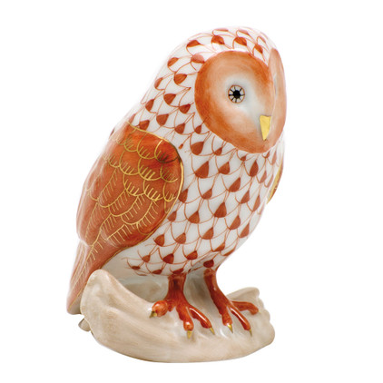 Herend Porcelain Shaded Rust Barn Owl 2.25L X 2.5H