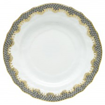 Herend Porcelain White with Gray Border Bread And Butter Plate 6D - Gray