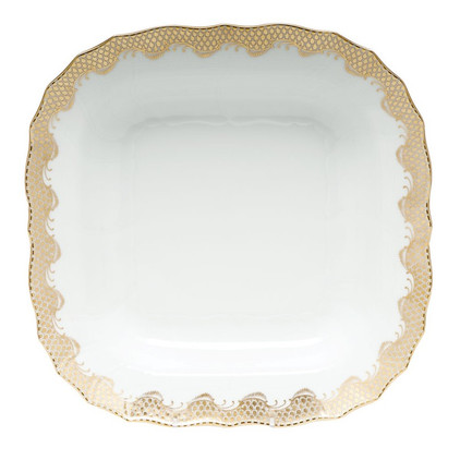 Herend White With Gold Border Square Fruit Dish 11 inch Sq