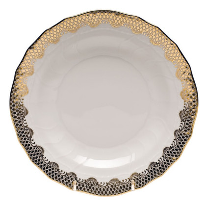Herend White With Gold Border Dessert Plate 8.25 inch D