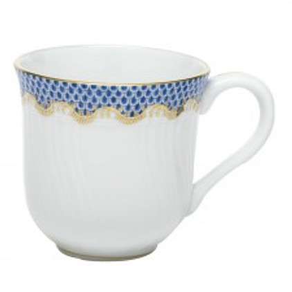 Herend Porcelain White with Blue Border Mug (10 Oz) 3.5H - Blue