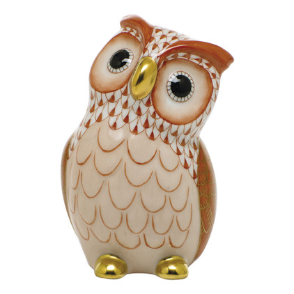 Herend Porcelain Shaded Rust Owl 2.75L X 2.25W X 4H