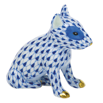 Herend Porcelain Shaded Sapphire Blue English Bull Terrier Puppy 2.25L X 2H