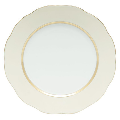 Herend Silk Ribbon Beige Band Dessert Plate 8.25 inch D - Beige