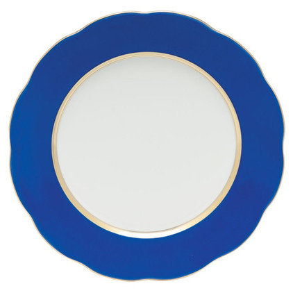 Herend Silk Ribbon Service Plate 11 inch D - Cobalt Blue