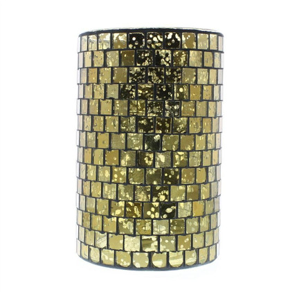 Homart Mosaic Glass Hurricane - Large Gold Luster