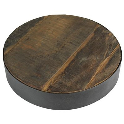 Homart Newton Round Riser with Iron Band Reclaimed Wood - Small