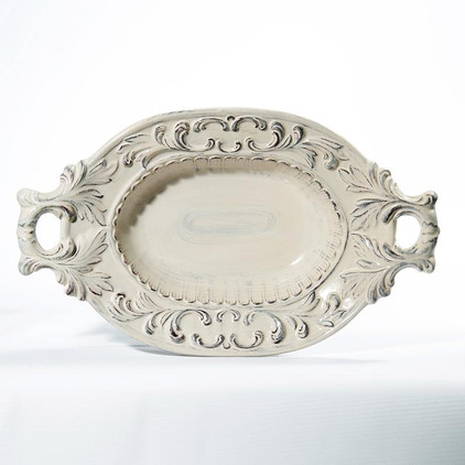 Intrada Italy Baroque Cream Oval Bowl with Handles
