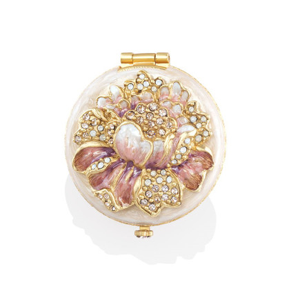 Jay Strongwater Angela Round Floral Compact